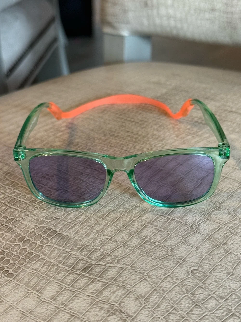 Baby Translucent Green Sunglasses with Orange straps